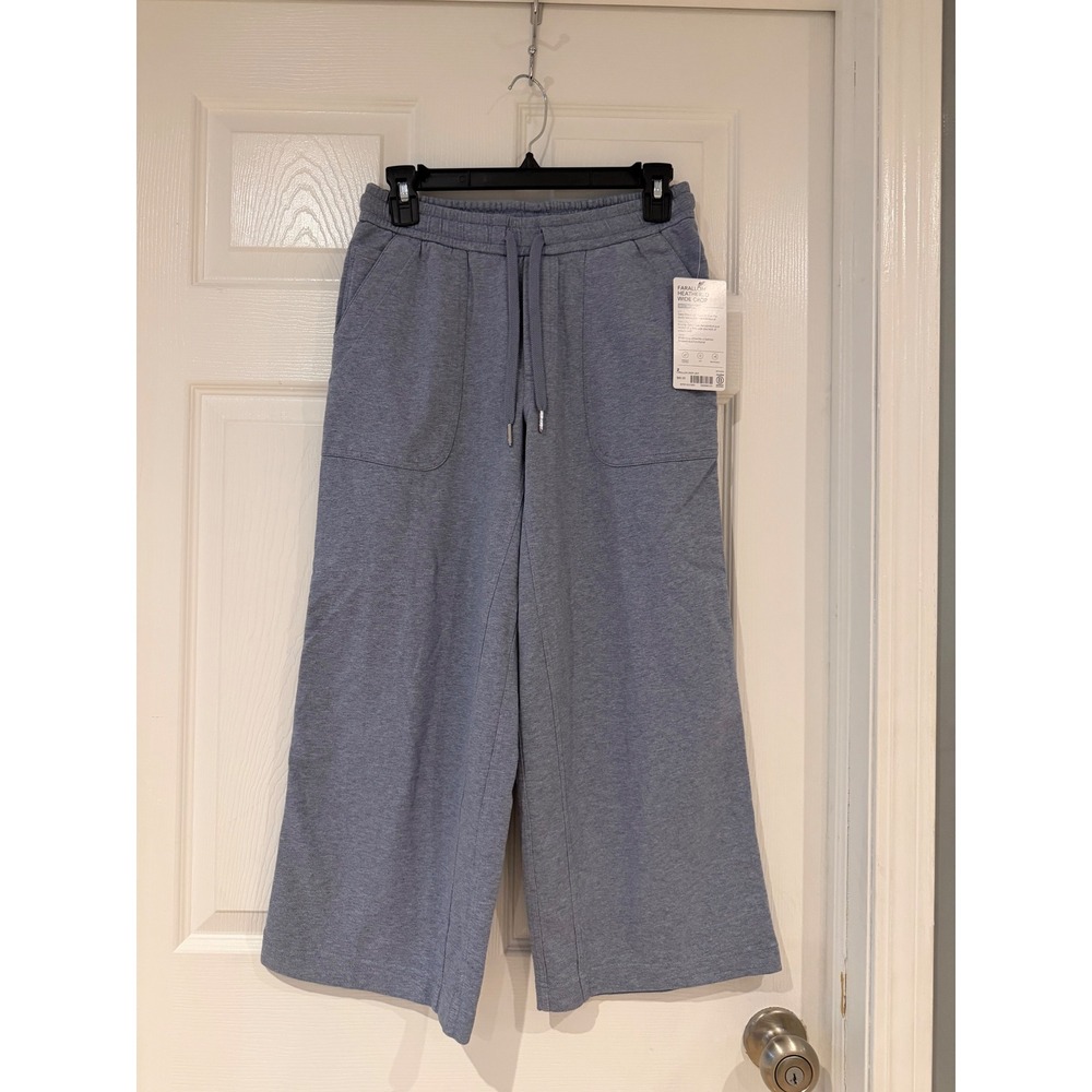 Athleta Farallon Heathered Wide Crop Pants Blue Size 2 NWT Athleisure Travel - Picture 2 of 10